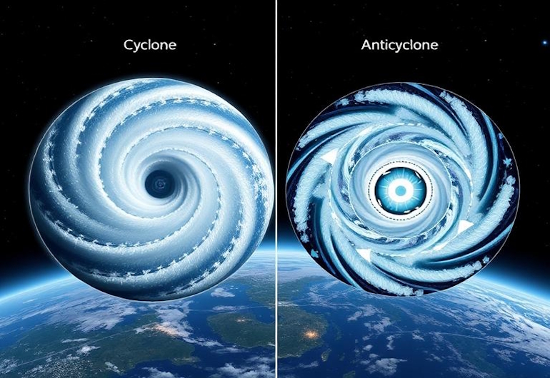Чем отличается циклон от антициклона ?
